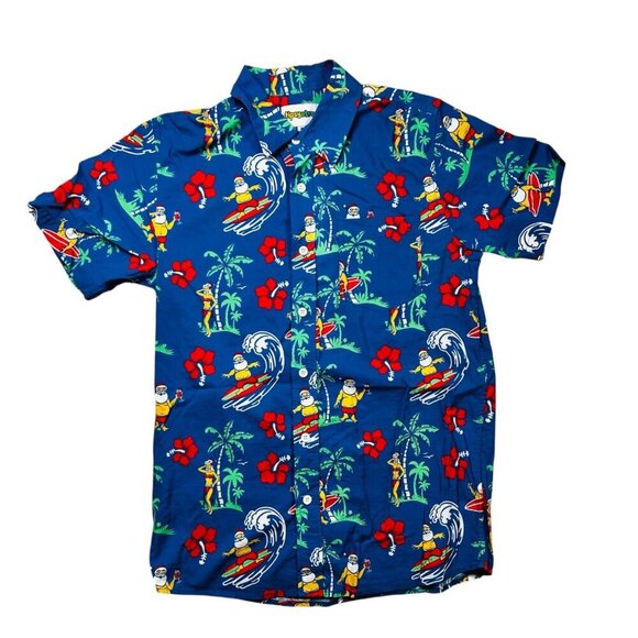 Tipsy Elves Small Hawaiian Christmas Shirt Santa Surf Coastal Holiday - Picture 2 of 5